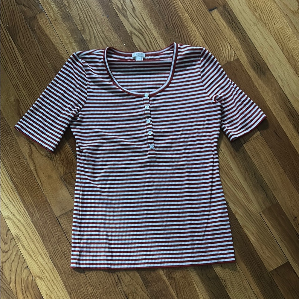 J Crew fitted red and white striped tee